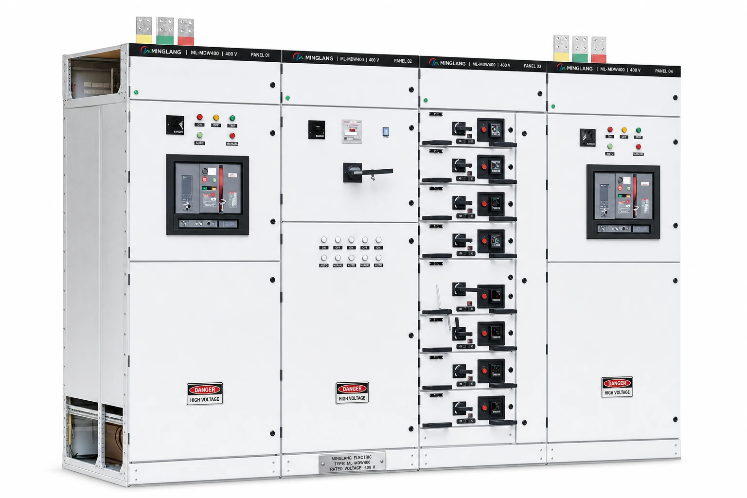 Minglang ML-MDW400 400 V modular low-voltage withdrawable switchgear, multi-cubicle lineup